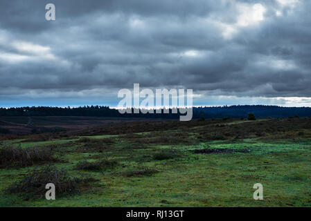 Stormy clouds over New Forest countryside Stock Photo