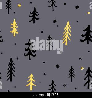 Hand drawn christmas pattern design background. Vector illustration ...