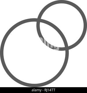 Pie chart, intersecting circles, venn diagram line icon. Stock Vector