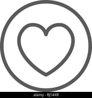 Heart in circle, valentine day line icon. Stock Vector