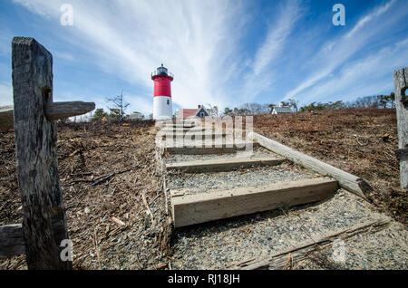 Nauset Lighthouse, located on Cape Cod Massachusetts Stock Photo