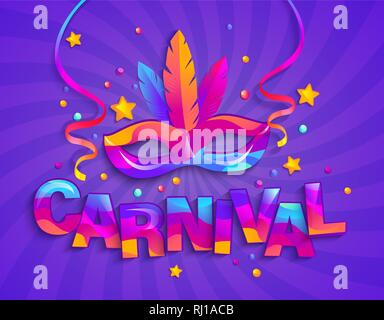Mask with feathers for carnival. Stock Vector