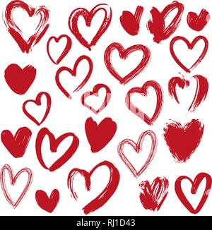 hearts collection , hand drawn vector illustration sketch isolated on white background Stock Vector