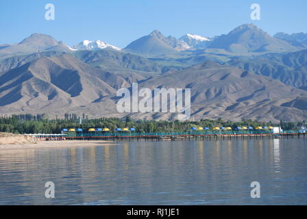 Issyk Kul, a large and beautiful saline lake in the mountains of Kygyzstan Stock Photo