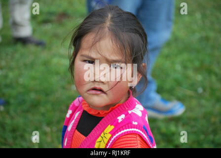 A little girl of the nomadic peoples of Kyrgyzstan Stock Photo