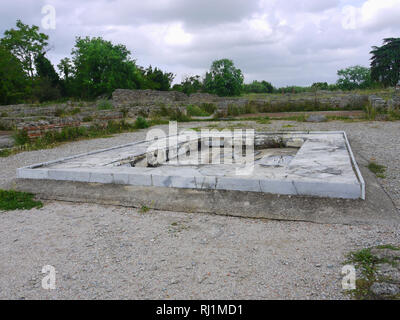 House with a marble impluvium at Paestum, Solerno, Italy. Stock Photo