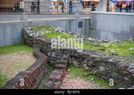 Remains of Vindobona a Roman military camp at  Michaelerplatz, Vienna city centre, Austria. Stock Photo