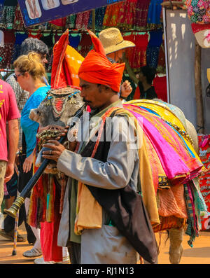 Colourful clothes stalls Anjuna’s weekly Wednesday flea market,  Goa, India Stock Photo