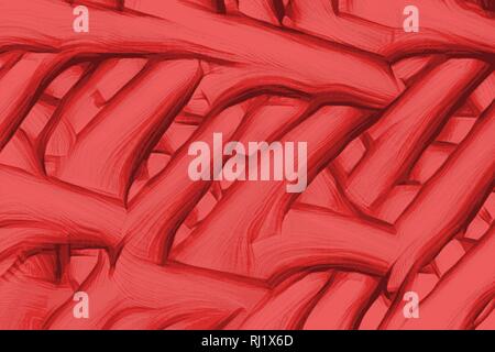 Red bendable texture with fractal branches patterns Stock Photo