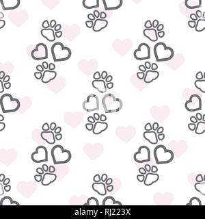 Dog paw print made of heart vector illustration background Stock Vector ...