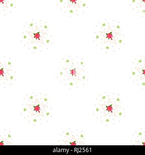 Flower Butterfly patterned leaves on a white background. Vector seamless pattern print on fabric baby bedding. eps 10. Stock Vector