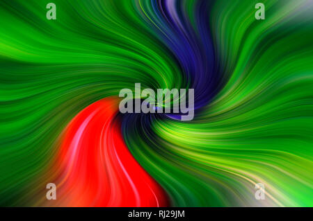 Beautiful abstract green, red and blue twisted linear background Stock Photo