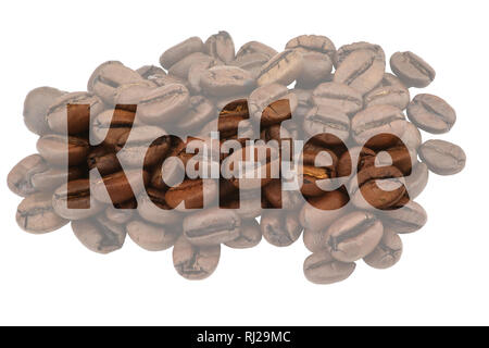 Image with coffee beans and transparent highlighted German word Kaffee Stock Photo