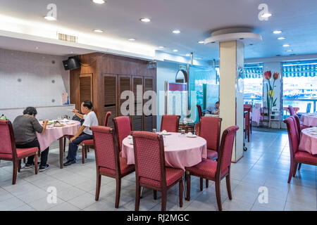 A seafood restaurant interior in Lei Yu Mun in Kowloon, Hong Kong, China, Asia. Stock Photo