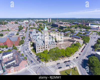 Lowell City Hall and downtown aerial view in downtown Lowell, Massachusetts, USA. Stock Photo