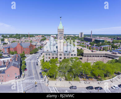 Lowell City Hall and downtown aerial view in downtown Lowell, Massachusetts, USA. Stock Photo