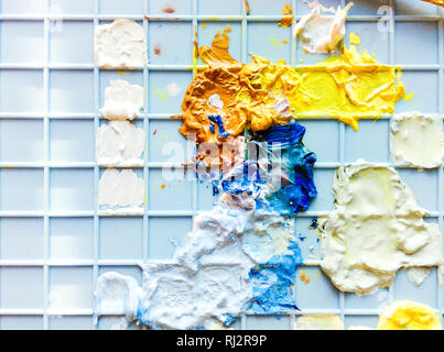 Multi-colored oil paints Stock Photo