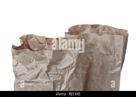 Top two kraft brown package with rectangular bottom isolated on white background Stock Photo