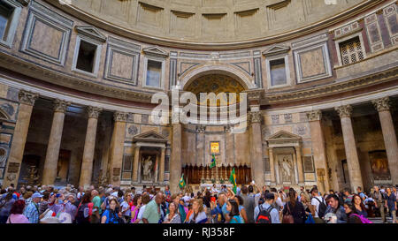 Tourists Inside the Pantheon in Rome, Italy Stock Photo