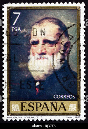 SPAIN - CIRCA 1977: a stamp printed in the Spain shows Rivadeneyra Portrait, Painting by Federico Madrazo, circa 1977 Stock Photo