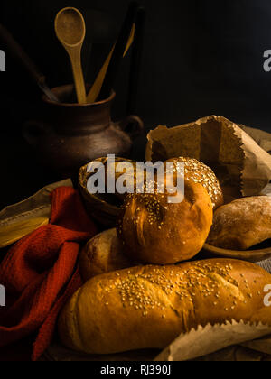 Golden Hour Freshly Baked Breads Stock Photo
