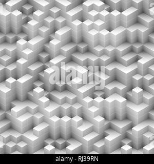 Cubes seamless background - white, randomly stacked structure - 3d rendering Stock Photo
