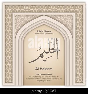 99 names of Allah with Meaning and Explanation Stock Vector