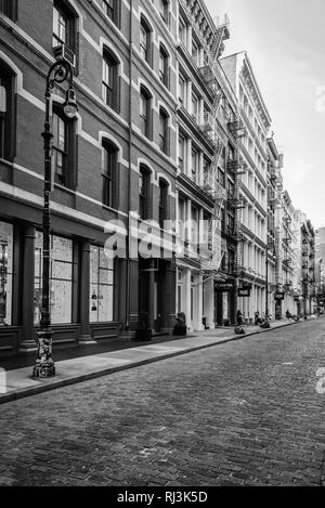 A cobblestone street in SoHo, Manhattan, New York City Stock Photo