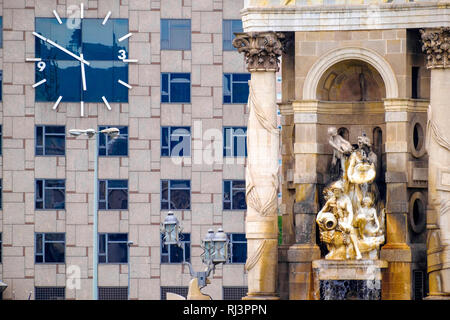 Fountain of Plaza d'Espanya or Spain square, is one of the city's biggest and important squares in Barcelona, Catalonia, Spain. Stock Photo