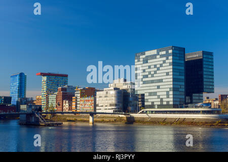 Office Building and Hotel, Media Harbor, Duesseldorf, North Rhine-Westphalia, Germany, Europe Stock Photo