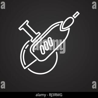 Tool angle grinder line icon on black background for graphic and web design, Modern simple vector sign. Internet concept. Trendy symbol for website design web button or mobile app. Stock Vector