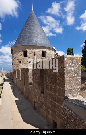 La Cite, mittelalterliche Festungsstadt, Carcassonne, UNESCO Weltkulturerbe, Languedoc-Roussillon, Südfrankreich, Frankreich Stock Photo