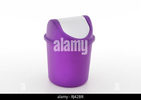 Trash can purple isolated on white background Stock Photo
