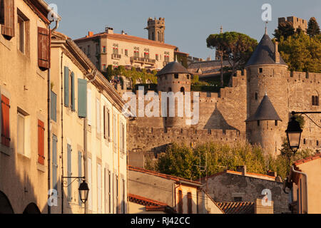 La Cite, mittelalterliche Festungsstadt, Carcassonne, UNESCO Weltkulturerbe, Languedoc-Roussillon, Südfrankreich, Frankreich Stock Photo