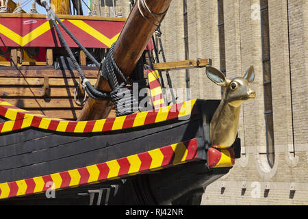 England, London, Southwark, historisches Segelschiff 'Golden Hinde', Stock Photo