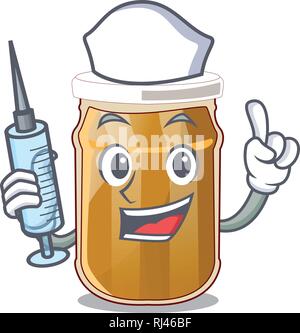 Nurse almond butter on a cartoon table Stock Vector