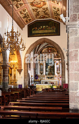 Madeira, Innenraum der Kirche 'Igreja Matriz de Santa Cruz' Stock Photo