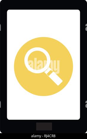 tablet with magnifying glass app vector illustration design Stock Vector