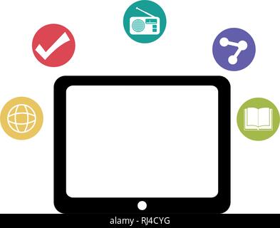 tablet with applications menu vector illustration design Stock Vector