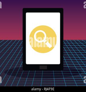 tablet with magnifying glass app vector illustration design Stock Vector