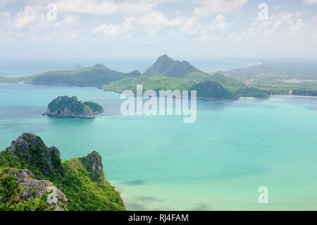 Aerial view of Ao Manao bay from Kao Lom Muak mountain in Prachuap Khiri Khan province of Thailand Stock Photo