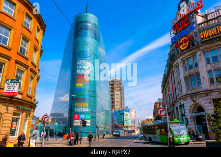 Manchester, UK - May 18 2018: The National Football Museum is The world's biggest and best football museum, originally based in Deepdale, Preston, Lan Stock Photo