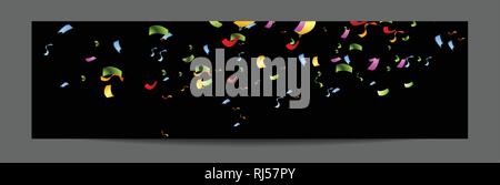 Colorful abstract confetti on black background. Vector modern banner design Stock Vector