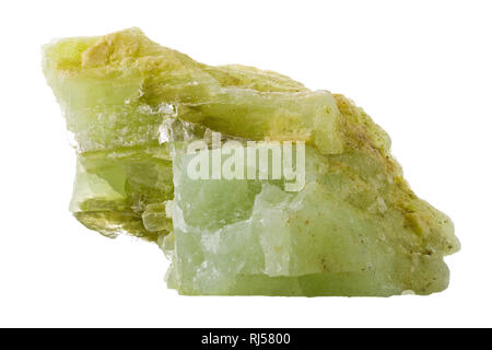 Green colored aquamarine or beryl variety isolated on white background Stock Photo