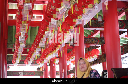 The Sam Poo Kong Temple, also known as Gedung Batu (the Stone Building), is the oldest Chinese temple in Semarang, capital of the province of Central  Stock Photo