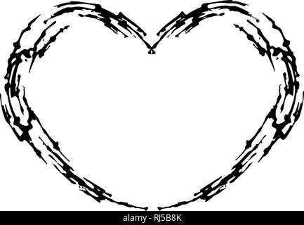 Vector illustration of love and warm feelings. Hand drawing of heart in black color. Stock Vector