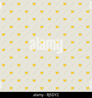 Beige seamless pattern 'Good weekend' with a beer and a fish skeleton in pastel colours Stock Photo