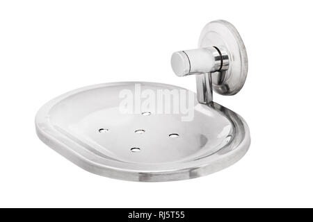 Metal soap and soap box isolated on white background Stock Photo