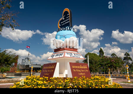 Cambodia, Preah Koh Kong, Krong Khemara Phoumin, Koh Kong Province, the rising star of the southwest, monument beside Prek Kaoh Pao river Stock Photo