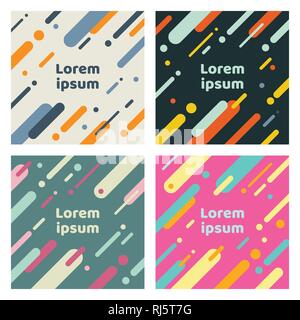 Set of abstract covers with flat geometric rounded lines pattern. Cool colorful backgrounds. You can use for Banners, Placards, Posters, Flyers. Vecto Stock Vector